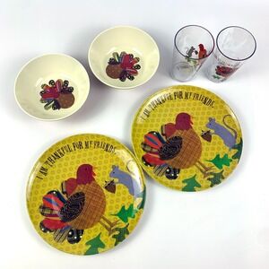 Pottery Barn Kids Im Thankful For My Friends Thanksgiving Set‎ of 2 Cups Turkey